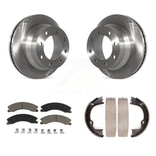 Load image into Gallery viewer, Rear Disc Rotors Ceramic Pads And Parking Brake Shoes Kit For GMC Savana 3500