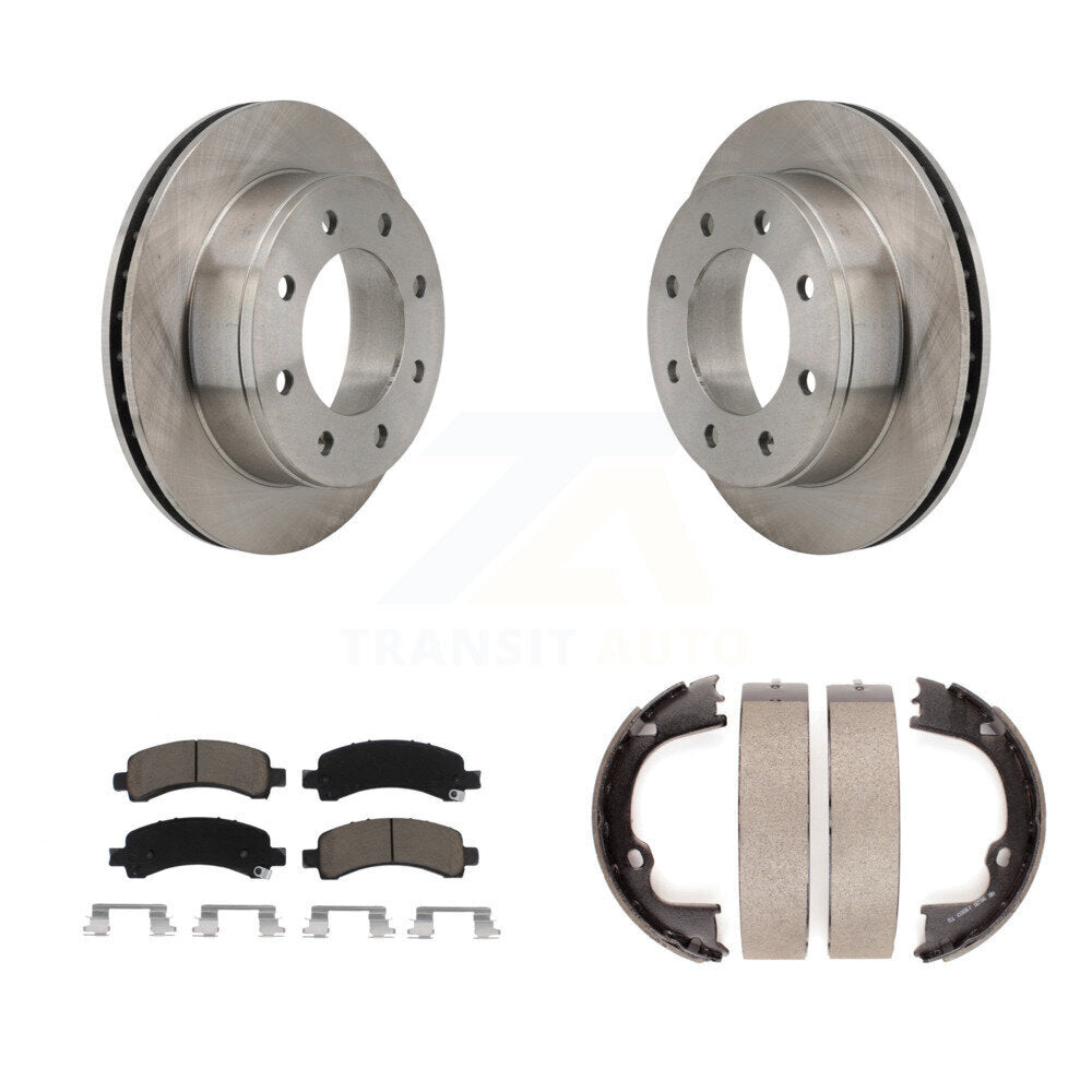 Rear Disc Rotors Ceramic Pads Parking Shoes Kit For Chevrolet Express 2500 3500