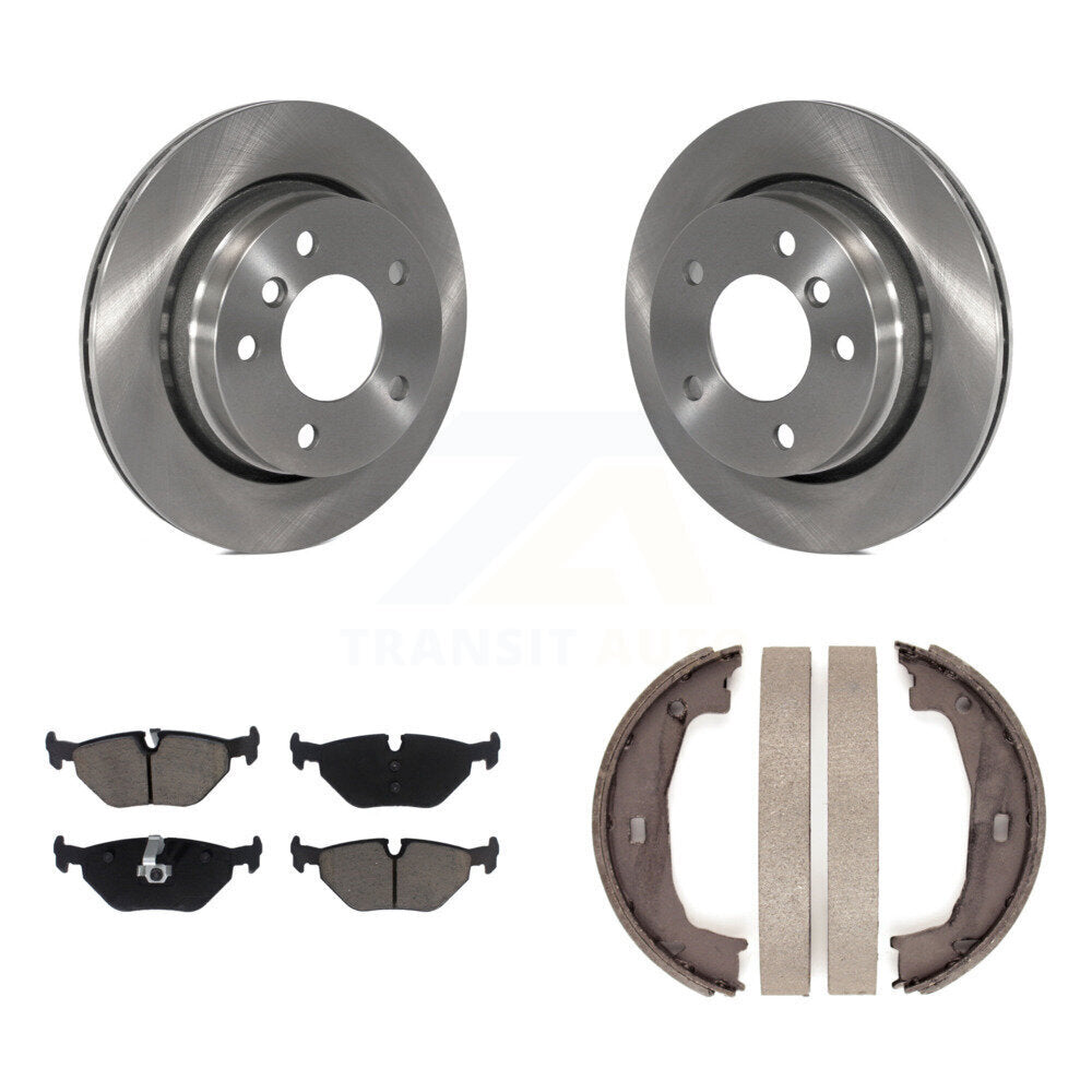 Rear Disc Rotors Ceramic Pads & Parking Brake Shoes Kit For 2000 BMW 323i Sedan