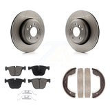 Rear Disc Rotors Ceramic Pads And Parking Shoes Kit For BMW 650i 645Ci 550i 545i