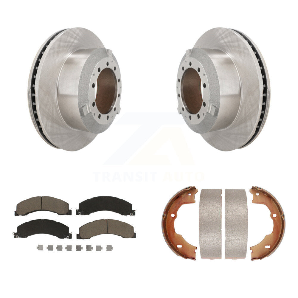 Rear Disc Rotors Ceramic Pads Parking Shoes Kit For Ram Dodge Sterling Truck 45