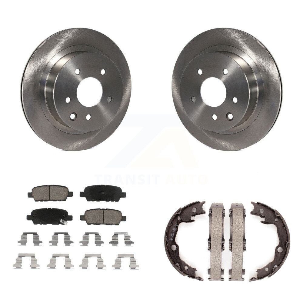 Rear Disc Rotors Ceramic Pads Parking Brake Shoes Kit For Nissan Rogue LEAF Juke