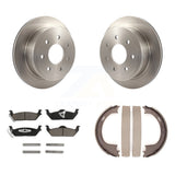 Rear Disc Rotors Ceramic Pads & Parking Shoes Kit For Ford F-150 Lincoln Mark LT