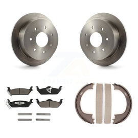 Rear Disc Rotors Ceramic Pads And Parking Brake Shoes Kit For Ford F-150