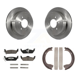Rear Disc Rotors Ceramic Pads Parking Shoes Kit For Ford F-150 With 6 Lug Wheels