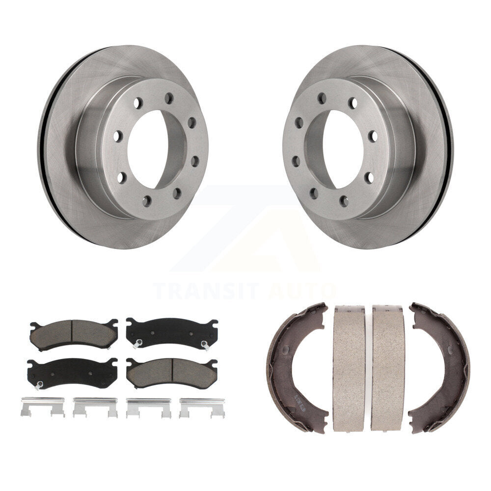 Rear Disc Rotors Ceramic Pads Parking Shoes Kit For Chevrolet GMC Silverado 2500