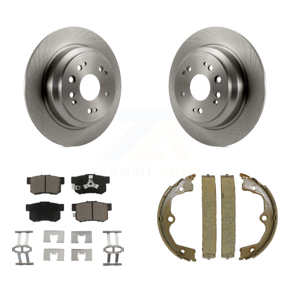 Rear Disc Rotors Ceramic Pads Parking Brake Shoes Kit For Honda Accord Crosstour