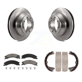Rear Disc Rotors Ceramic Pads Parking Brake Shoes Kit For Ford E-350 Super Duty