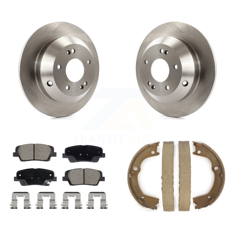 Rear Disc Rotors Ceramic Pads Parking Shoes Kit For Hyundai Santa Fe Kia Sorento