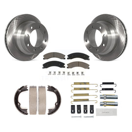 Rear Disc Rotors Ceramic Pads Parking Shoes And Hardware Kit For GMC Savana 3500