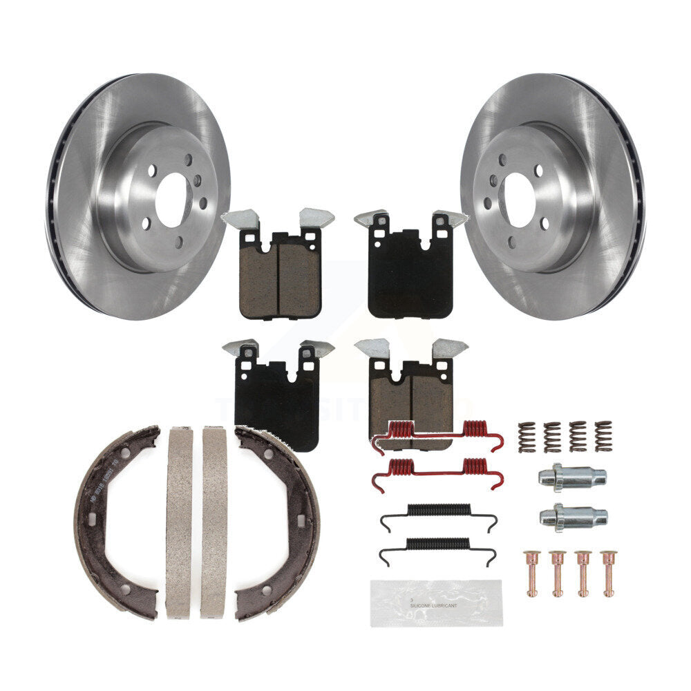 Rear Disc Rotors Ceramic Pads Parking Shoes Hardware Kit For BMW 328i xDrive GT
