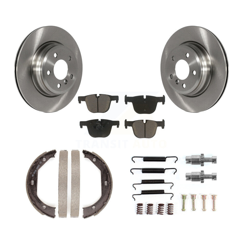 Rear Disc Rotors Ceramic Pads Parking Brake Shoes & Hardware Kit For BMW 428i 3