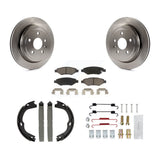 Rear Disc Rotors Ceramic Pads Parking Brake Shoes Hardware Kit For Cadillac CTS