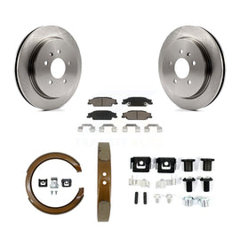 Rear Disc Rotors Ceramic Pads Parking Shoes & Hardware Kit For Cadillac CTS STS