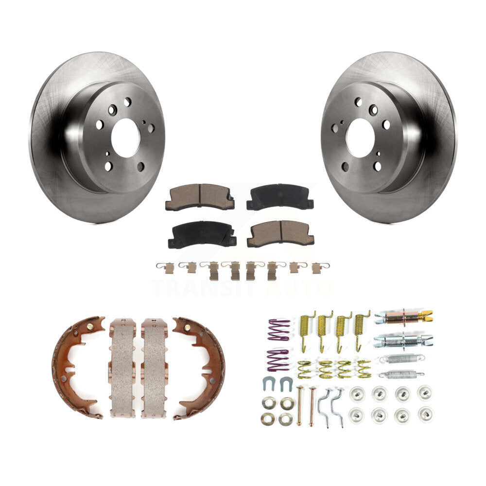Rear Disc Rotors Ceramic Pads Parking Shoes Hardware Kit For Lexus Toyota Camry