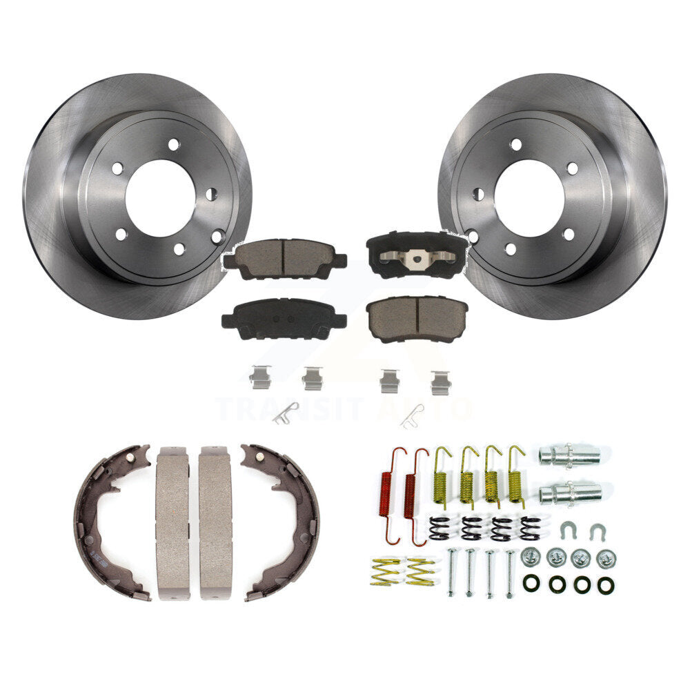 Rear Disc Rotors Ceramic Pads Parking Shoes Hardware Kit For Jeep Chrysler Dodge