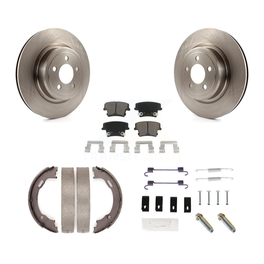 Rear Disc Rotors Ceramic Pads Parking Brake Shoes Hardware Kit For Dodge Charger