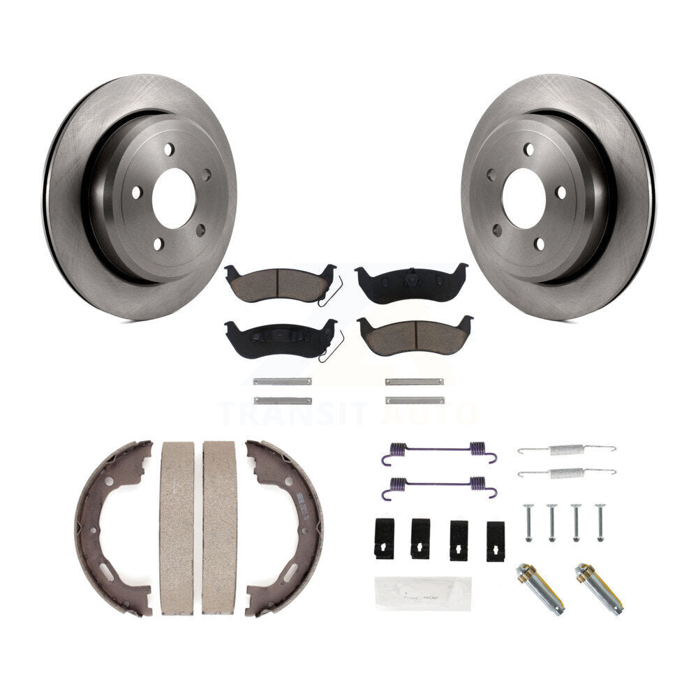 Rear Disc Rotors Ceramic Pads Parking Shoes Hardware Kit For Mercury Grand Ford