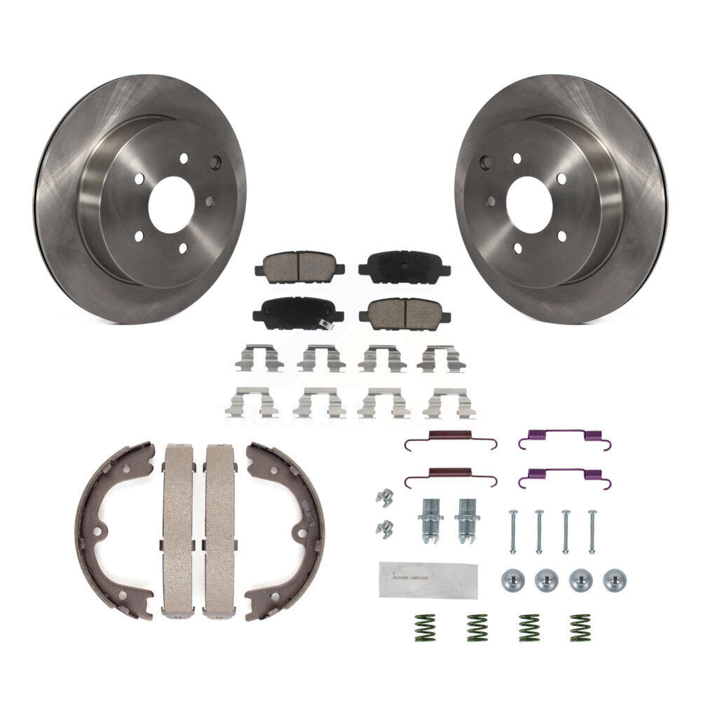 Rear Disc Rotors Ceramic Pads Parking Shoes Hardware Kit For Nissan Murano Quest