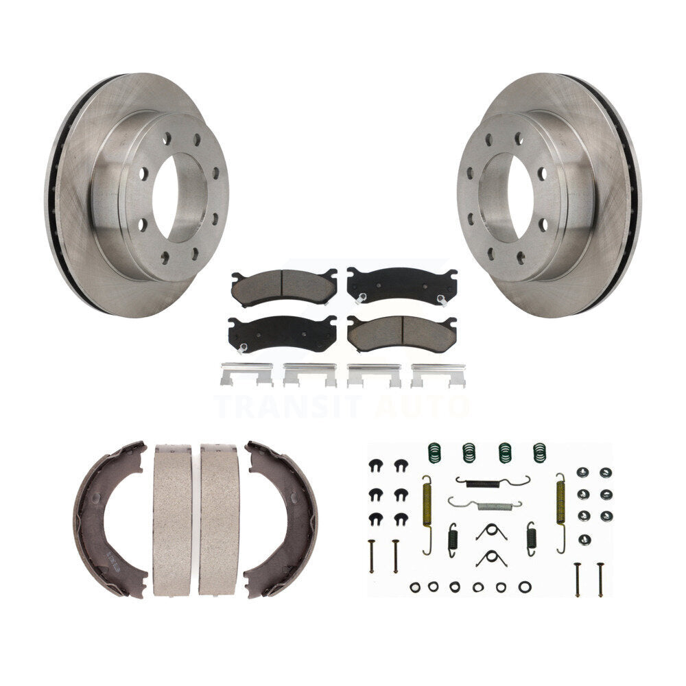Rear Disc Rotors Ceramic Pads Parking Shoes Hardware Kit For Chevrolet Silverado