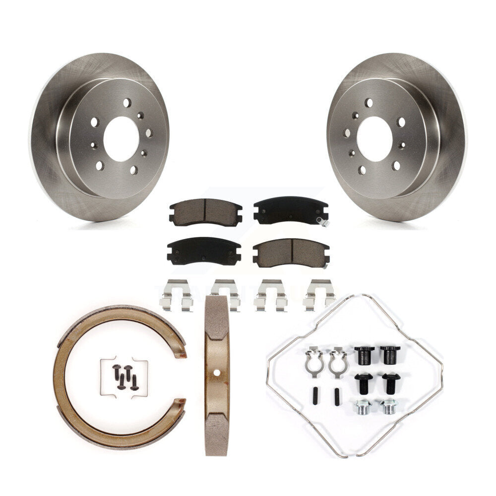 Rear Disc Rotors Ceramic Pads Parking Shoes Hardware Kit For Chevrolet Impala Am