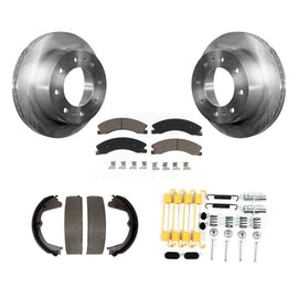 Rear Disc Rotors Ceramic Pads Parking Shoes Hardware Kit For GMC Sierra 2500 HD