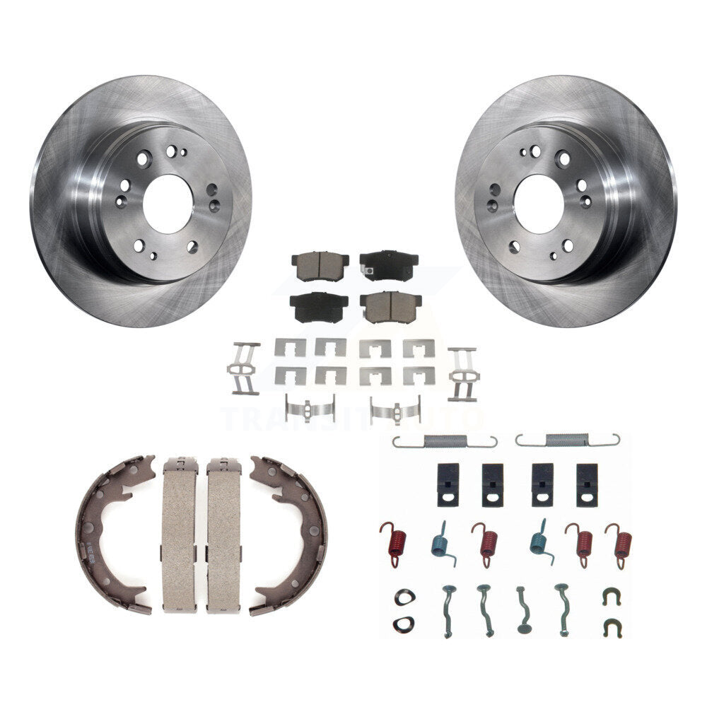 Rear Disc Rotors Ceramic Pads Parking Shoes & Hardware Kit For 02-04 Honda CR-V