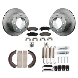 Rear Disc Rotors Ceramic Pads Parking Shoes And Hardware Kit For GMC Sierra 3500