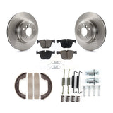 Rear Disc Rotors Ceramic Pads Parking Brake Shoes And Hardware Kit For BMW X5 X6