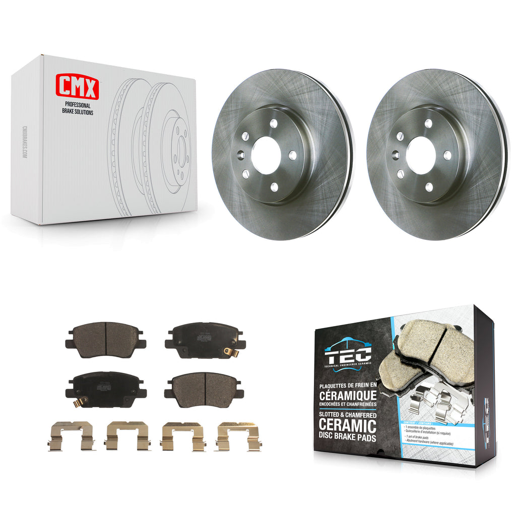 Front Disc Brake Rotors And Ceramic Pad Kit For Chevrolet Cruze Volt Bolt EV EUV