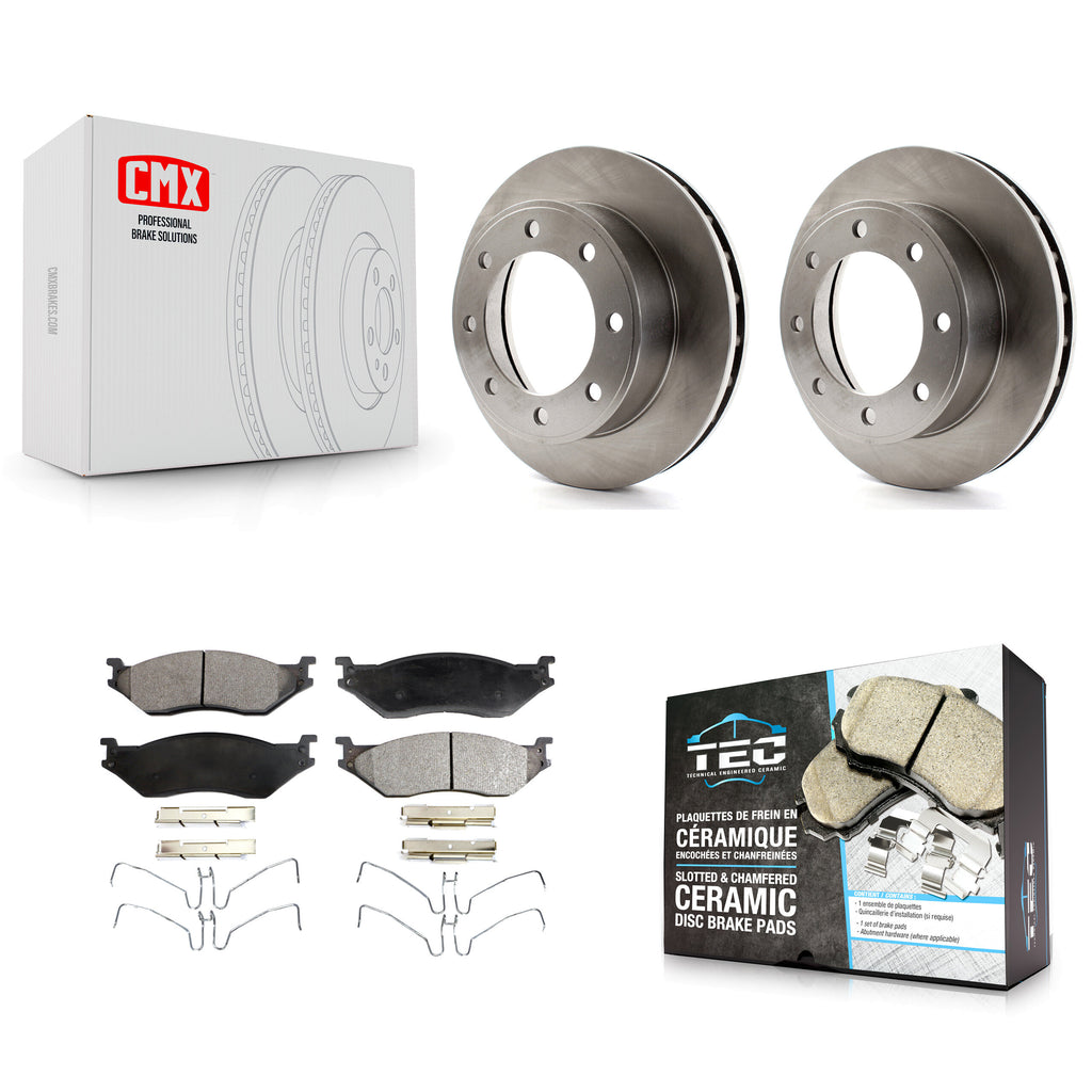 [Front] 1999 Ford F-450 Super Duty F-550 Premium OE Brake Rotors & Ceramic Pads Kit For Max Braking