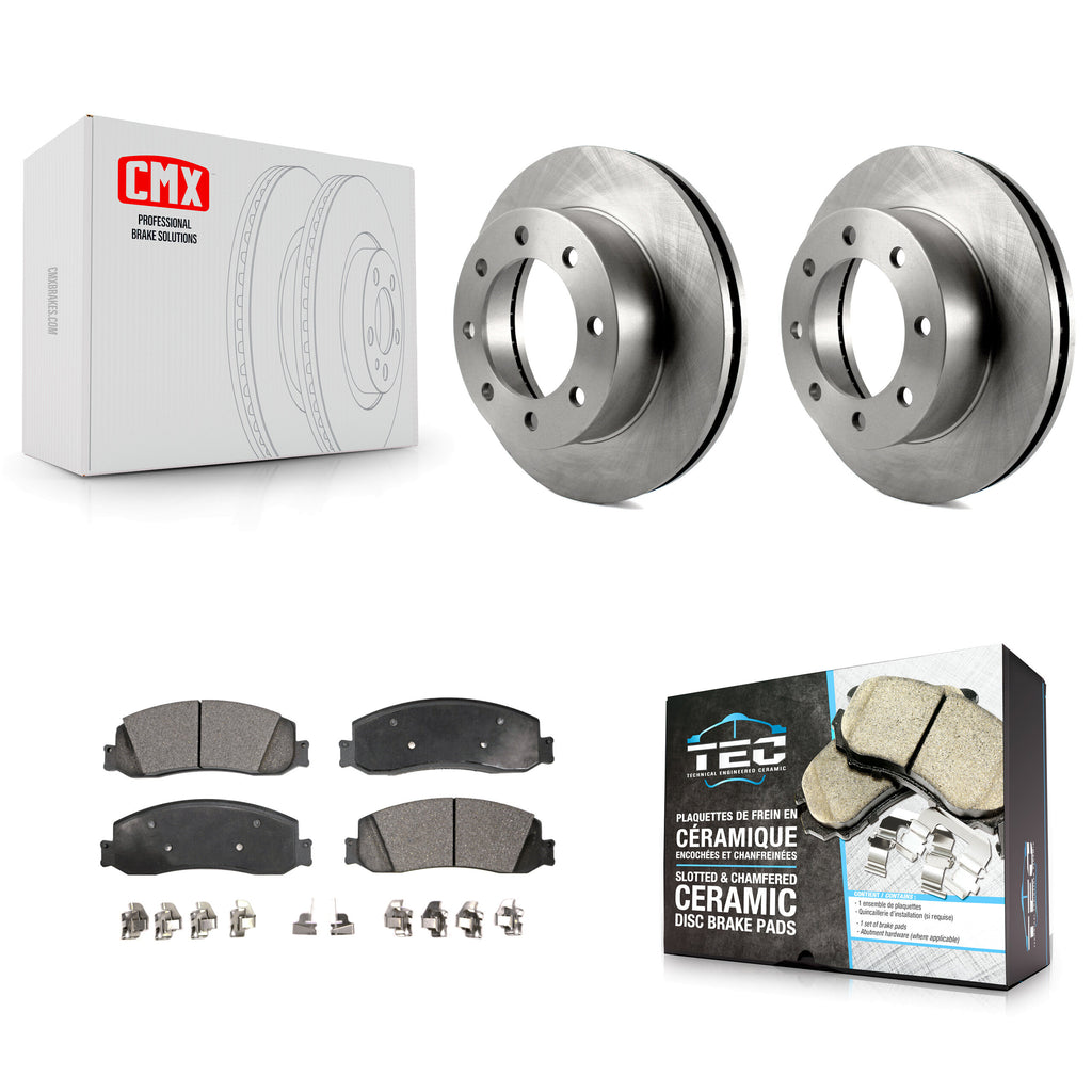 Front Disc Brake Rotors And Ceramic Pads Kit For Ford F-350 Super Duty F-250 4WD
