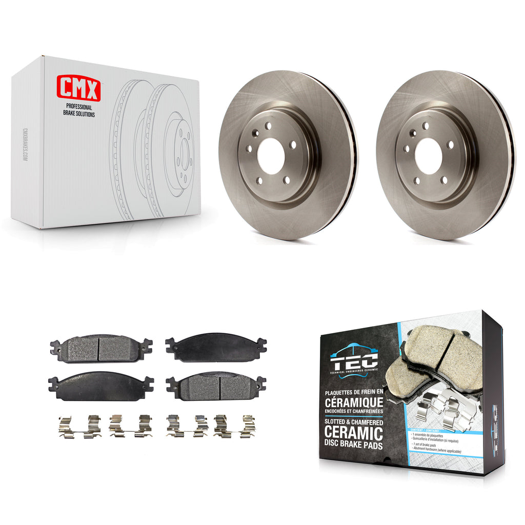 [Front] 2009-2010 Lincoln MKS Premium OE Brake Rotors & Ceramic Pads Kit For Max Braking