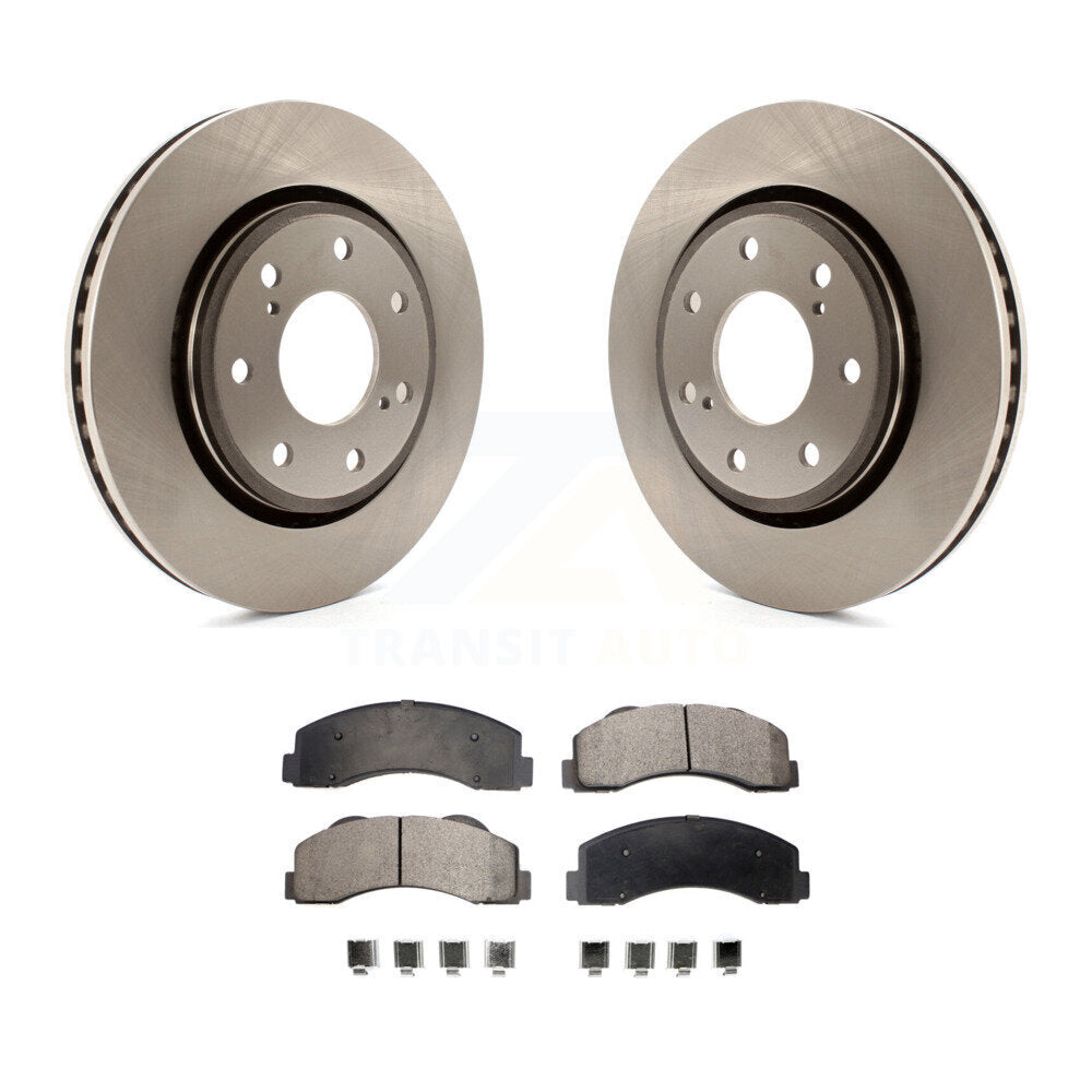 Front Brake Rotor And Ceramic Pad Kit For 2010-2014 Ford F-150 With 7 Lug Wheels