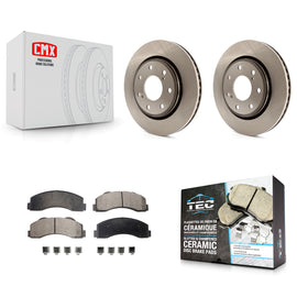 [Front] 2010-2014 Ford F-150 With 7 Lug Wheels Premium OE Brake Rotors & Ceramic Pads Kit For Max Braking