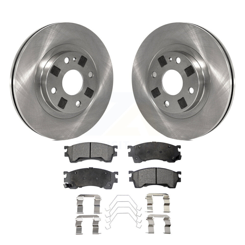 Front Disc Brake Rotors And Ceramic Pads Kit For 1999-2000 Mazda Protege 1.8L