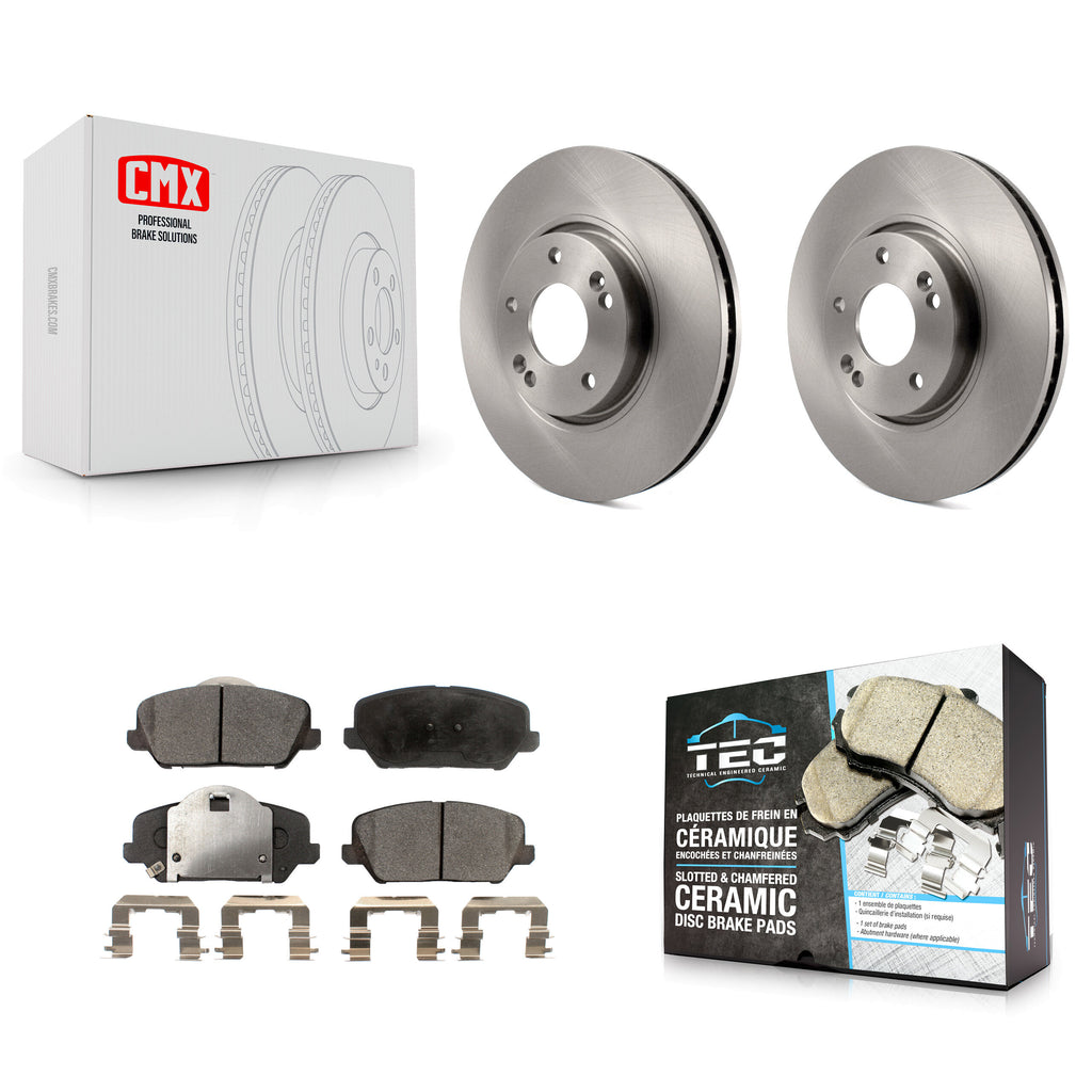 Front Disc Brake Rotors And Ceramic Pads Kit For Kia Forte Forte5 Koup