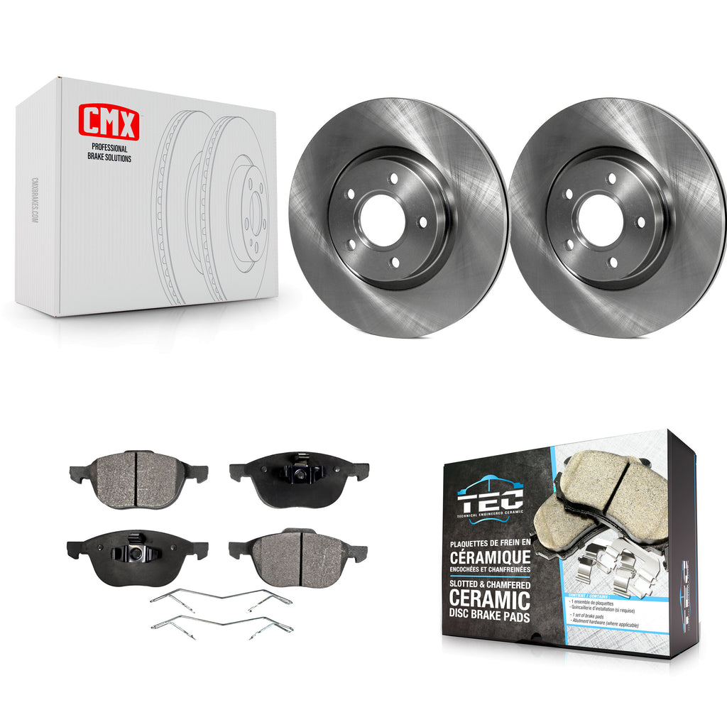 Front Brake Rotors & Ceramic Pad Kit For Ford Escape Volvo C-Max S40 C70 C30 V50