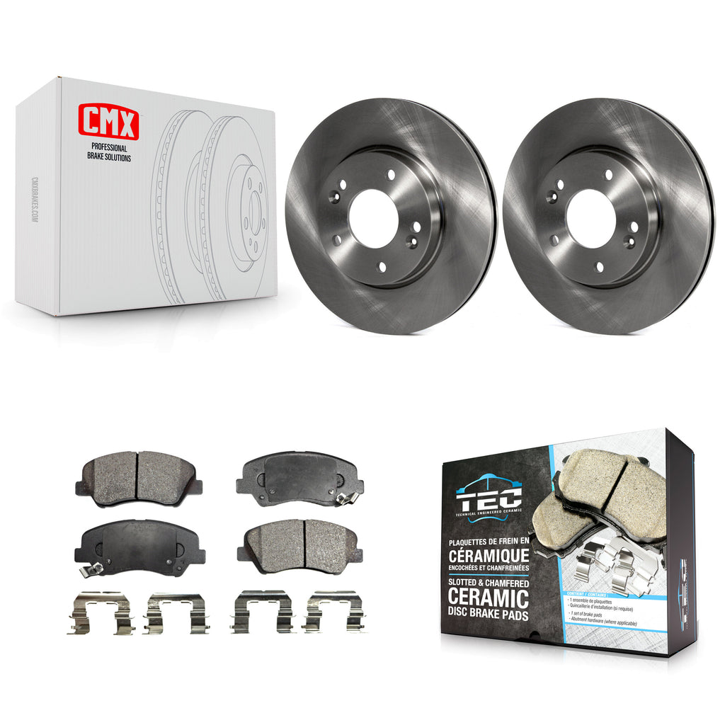Front Brake Rotor Ceramic Pad Kit For Hyundai Elantra Kia Forte Veloster GT Koup