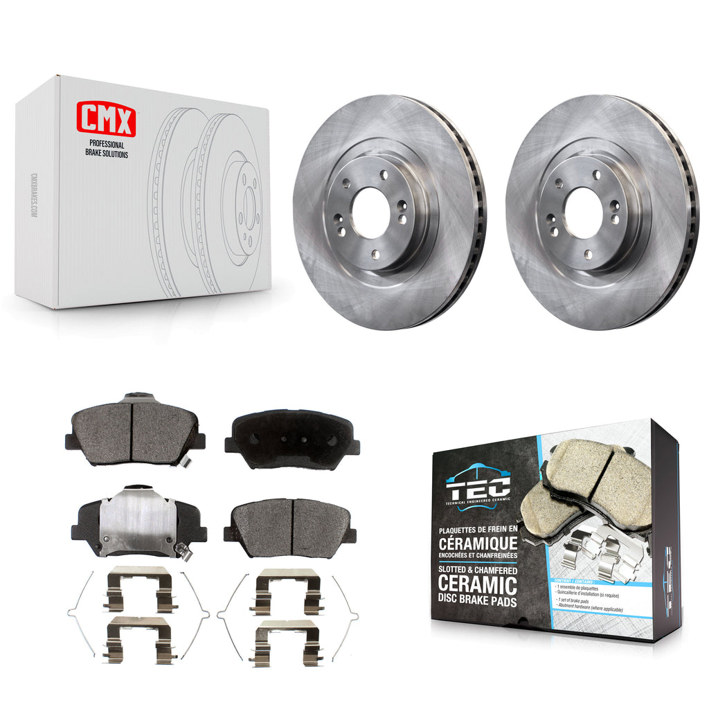 Front Disc Brake Rotors & Ceramic Pad Kit For Kia Sorento Hyundai Santa Fe Sport