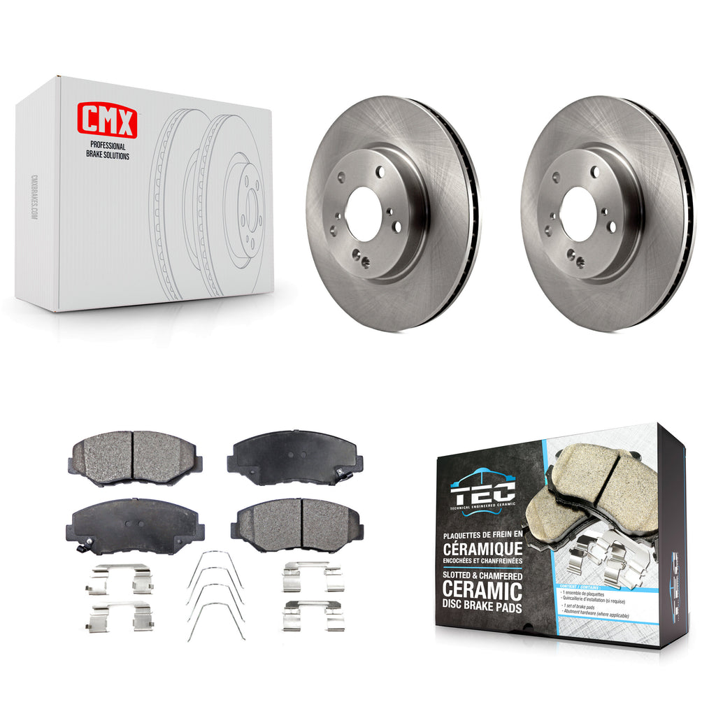 Front Disc Brake Rotors And Ceramic Pads Kit For Honda Civic