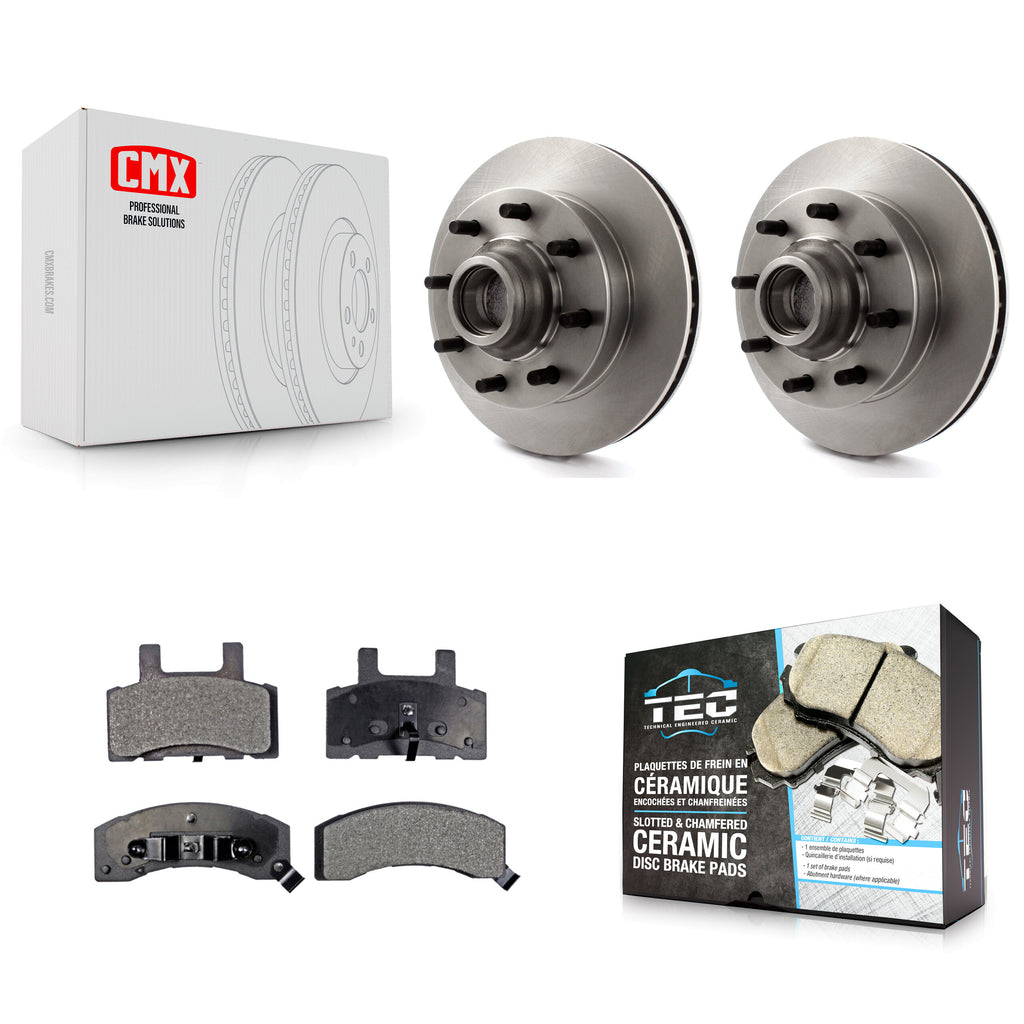 Front Brake Rotor Hub Ceramic Pad Kit For Chevrolet Tahoe GMC C2500 Express 3500
