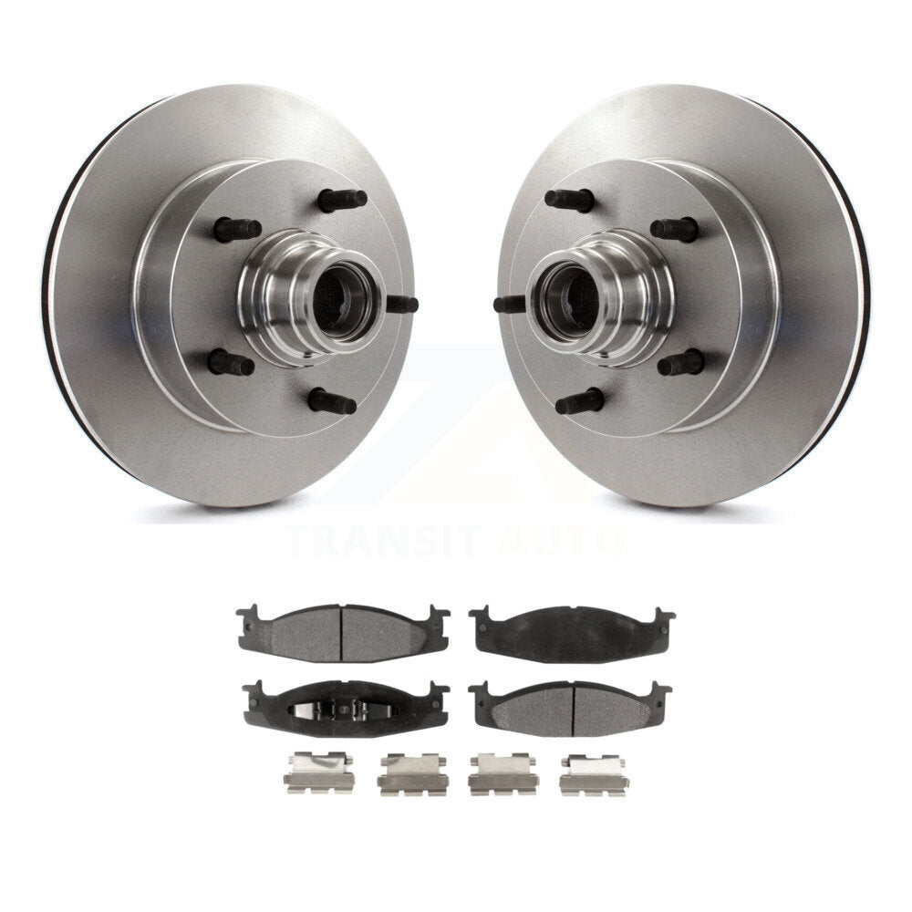 Front Disc Brake Rotors Hub And Ceramic Pads Kit For Ford F-150 E-150 Econoline