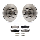 Front Disc Brake Rotors Hub And Ceramic Pad Kit For Ford F-150 F-250 HD Heritage