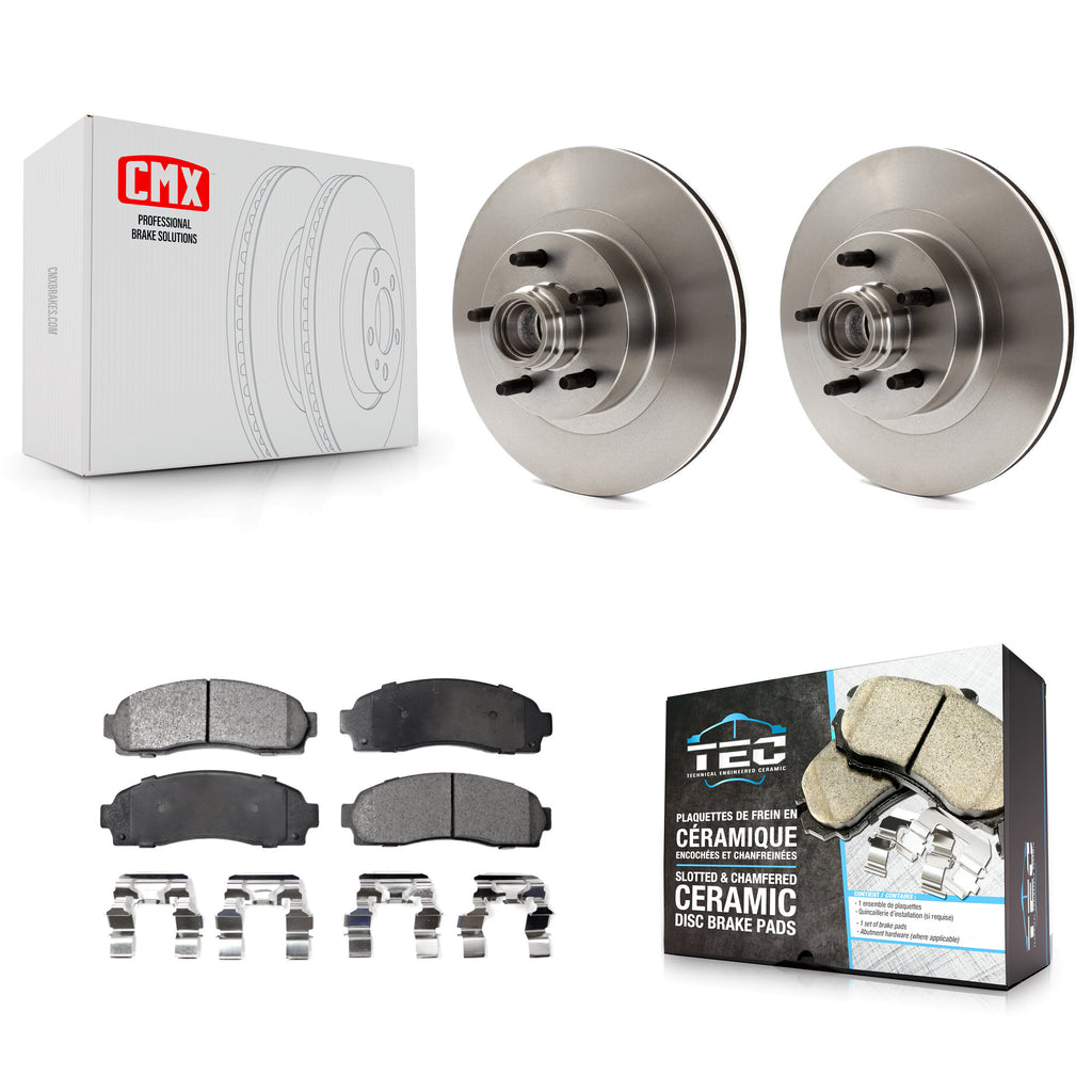 Front Disc Brake Rotors Hub And Ceramic Pad Kit For Ford Explorer Sport Trac RWD