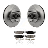 Front Disc Brake Rotor Hub & Ceramic Pad Kit For Ford E-150 Club Wagon Econoline