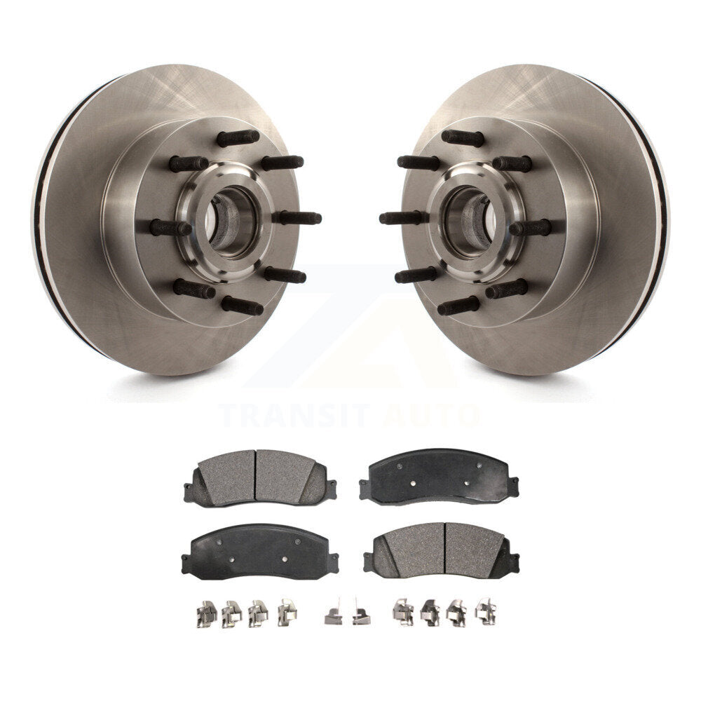 Front Disc Brake Rotor Hub & Ceramic Pad Kit For Ford F-250 Super Duty F-350 RWD