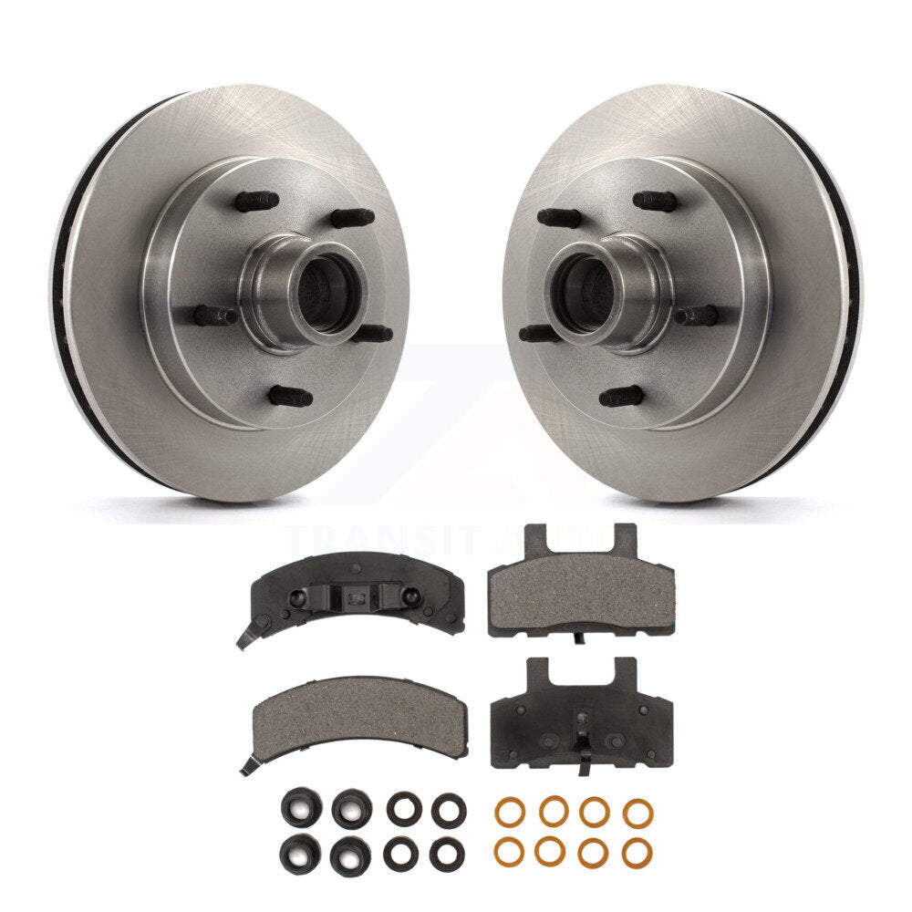 Front Disc Brake Rotors Hub And Ceramic Pad Kit For 1994-1999 Dodge Ram 1500 RWD