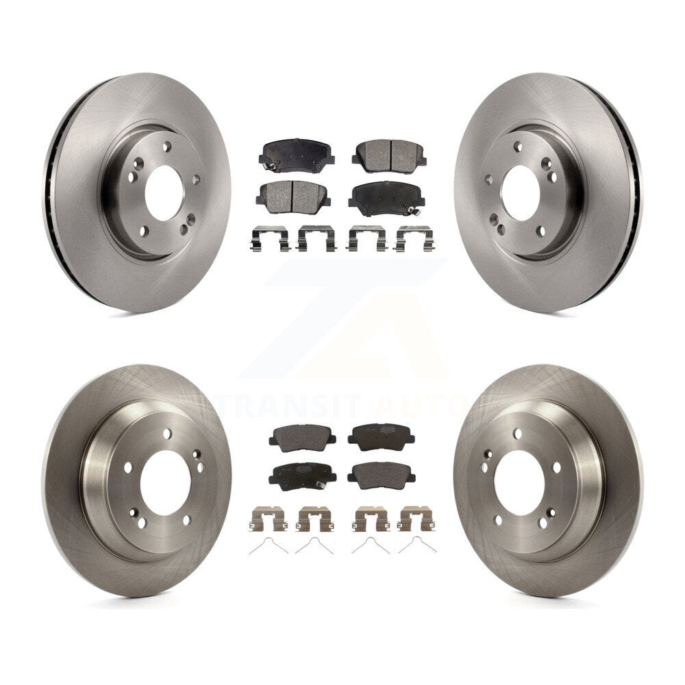Front Rear Brake Rotor & Ceramic Pad Kit For Kia Rondo With Manual Parking