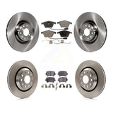Front Rear Disc Brake Rotors Ceramic Pad Kit For Volkswagen Passat CC Golf R R32